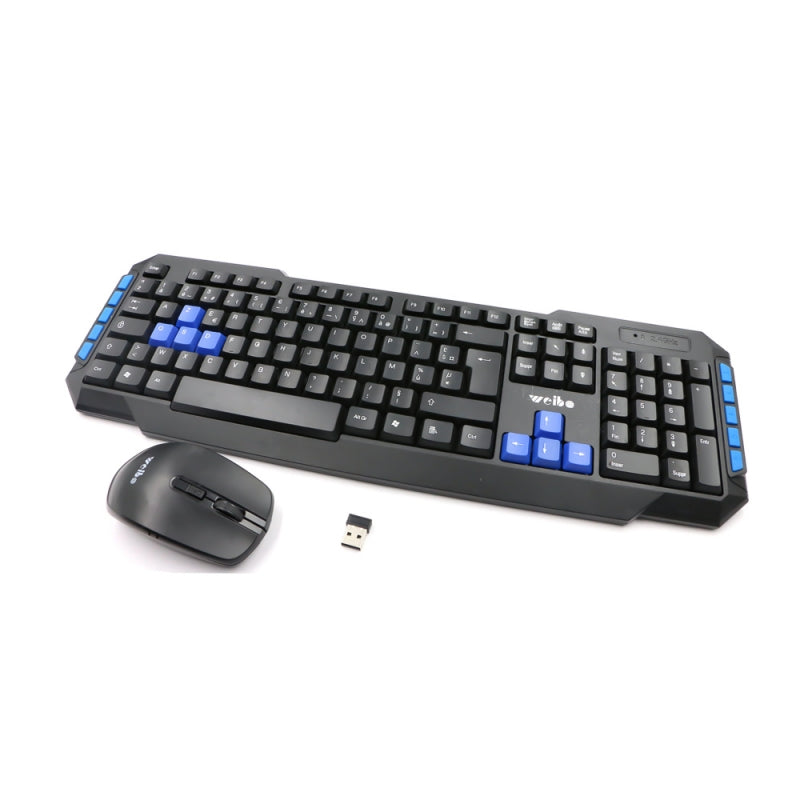 Kit Clavier Multimedia Azerty + Souris Sans Fil Gamer USB PC