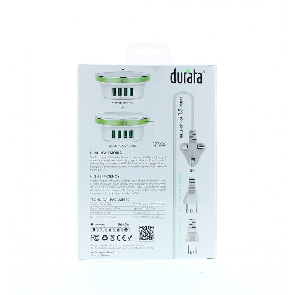 Chargeur Durata DR-L12 Led Press Lamp avec 4 Ports USB