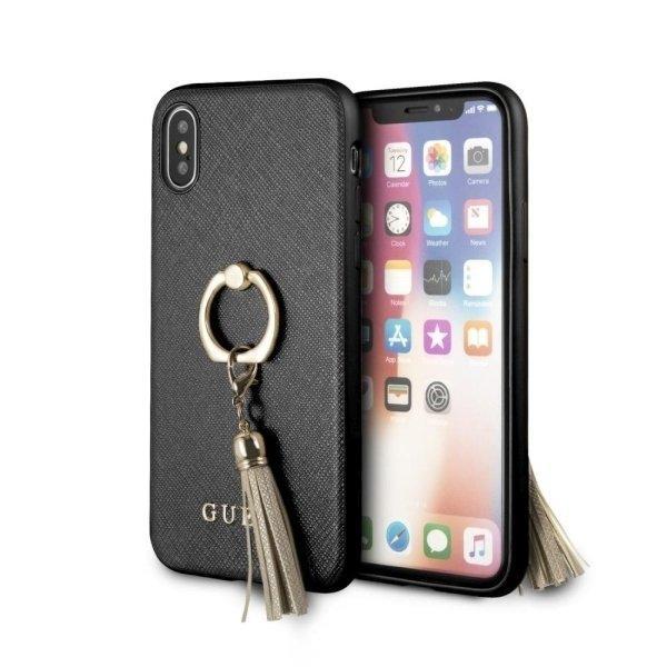 Coque Housse GUESS Hard Case Saffiano avec Anneau pour iPhone Xs Max - Black