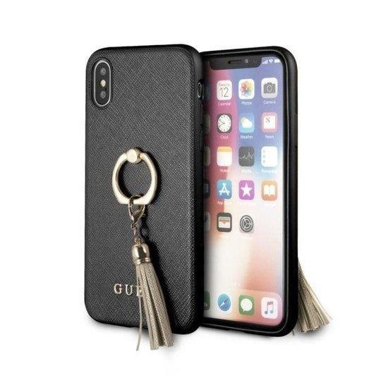 Coque Housse GUESS Hard Case Saffiano avec Anneau pour iPhone Xs Max - Black