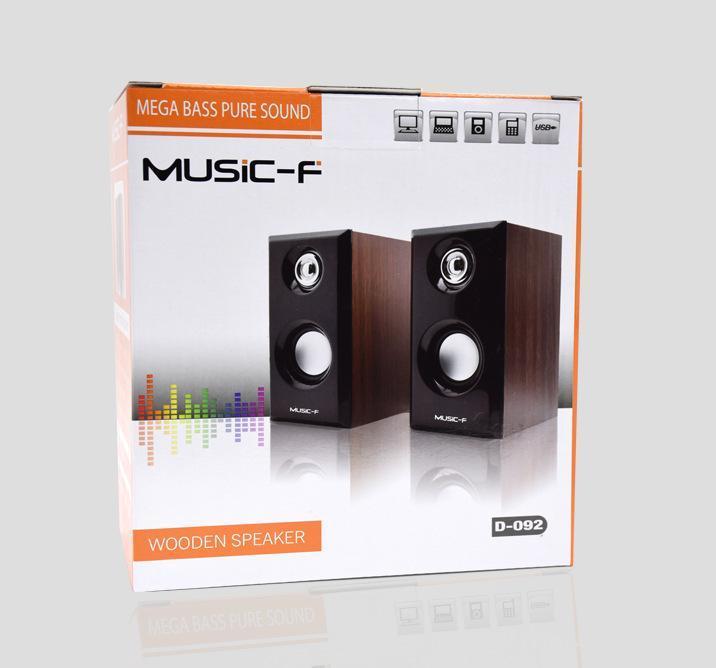 Enceintes Haut Parleur Mega Bass Music-F D-092 en Bois